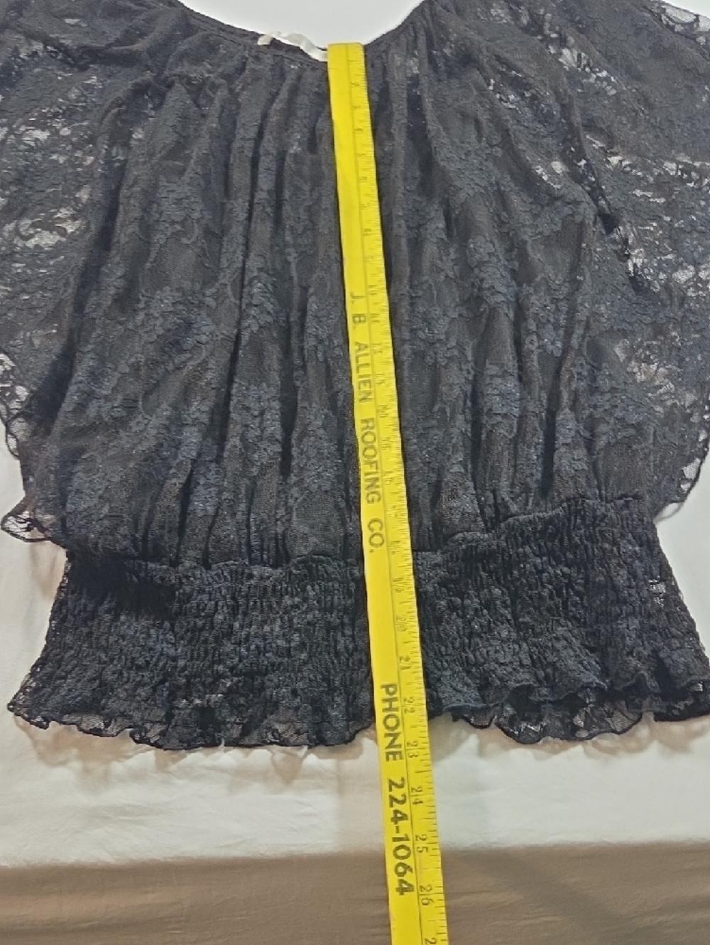 Black Lace Wide Open Sleeve Top  Blouse Boho Festival Elastic Hem Flowy Tank 3X - Picture 8 of 10